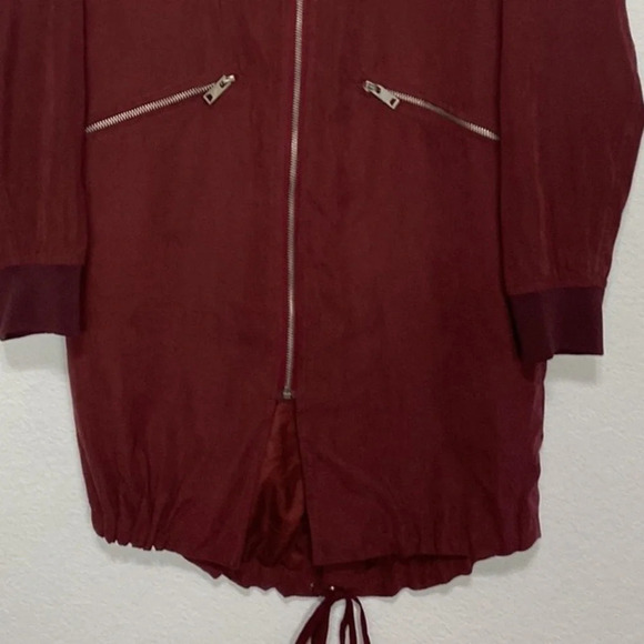 Lulu’s Burgundy Rio Grande Longline Bomber Jacket Size Small - Picture 7 of 9